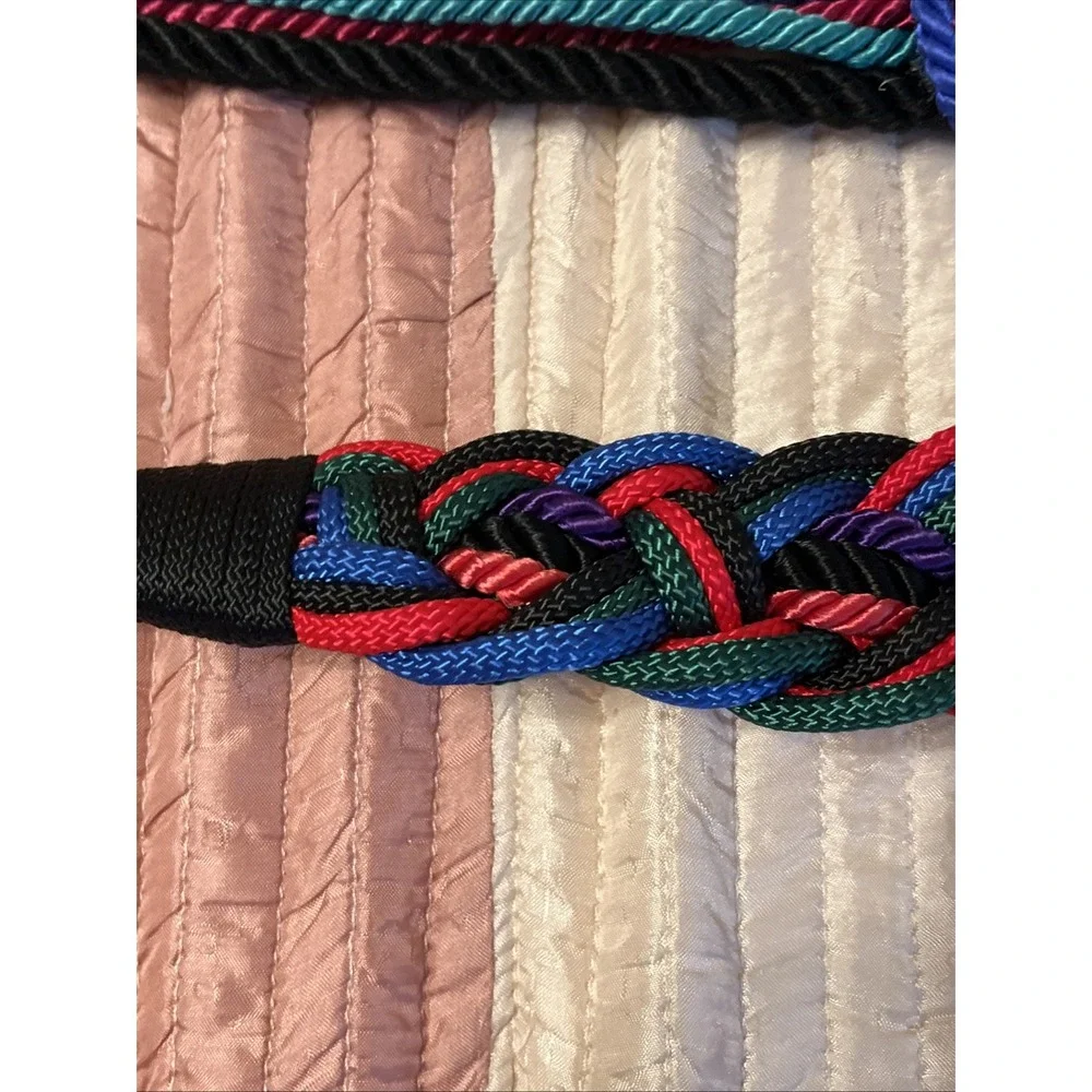 Vintage STRETCH MULTI COLOR ROPE CORDS BELT 2 Piece/ Sizes Hippie ☮️🌈🕺 Unisex?